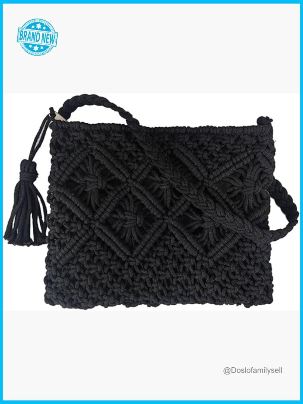 Boho Crochet Crossbody Bag Summer Beach Travel Clutch Handwoven Rectangle Purse